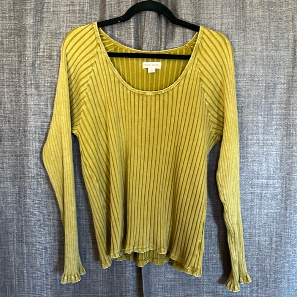 Knox rose ribbed long sleeve tshirt scoop neck size XL
